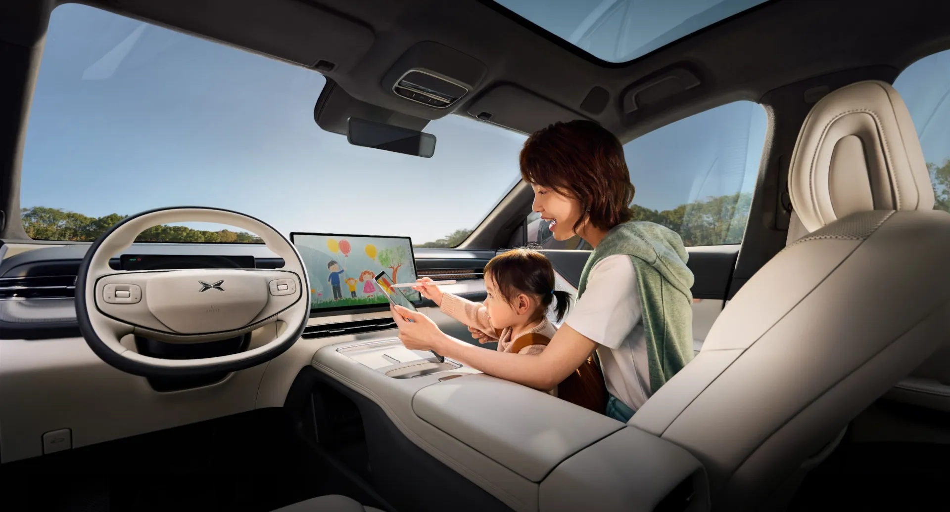 Digitales Cockpit und Innenraum des XPENG G6